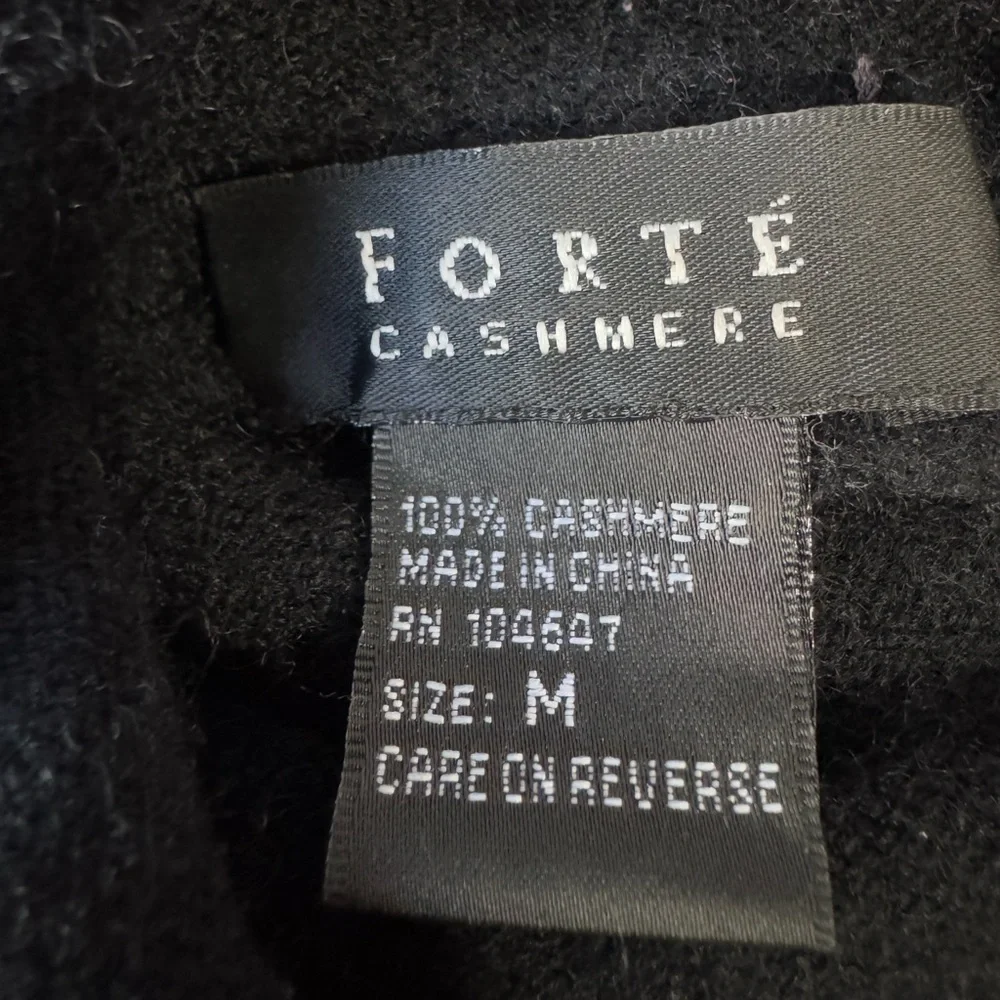 Forte Cashmere Women’s 100% Cashmere Black Turtleneck Sweater